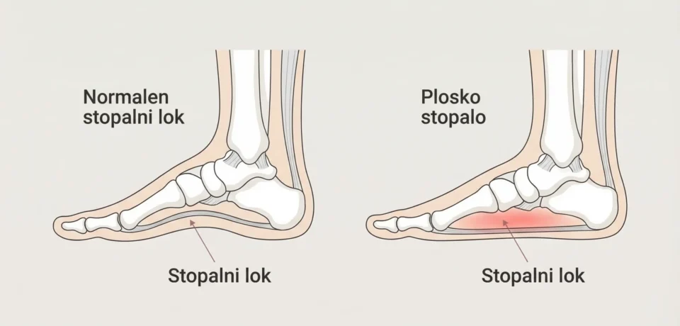 Plosko-stopalo-–-primerjava-normalnega-stopalnega-loka-in-spuscenega-loka